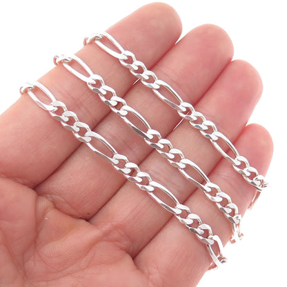 PAGODA 925 Sterling Silver Vintage Italy Figaro Chain Necklace 22"