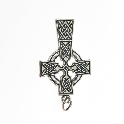 CHAPEL 925 Sterling Silver Vintage Celtic Cross Oxidized Charm Pendant