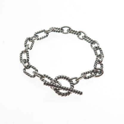 925 Sterling Silver Vintage Cable Link Oxidized Bracelet 6.75"