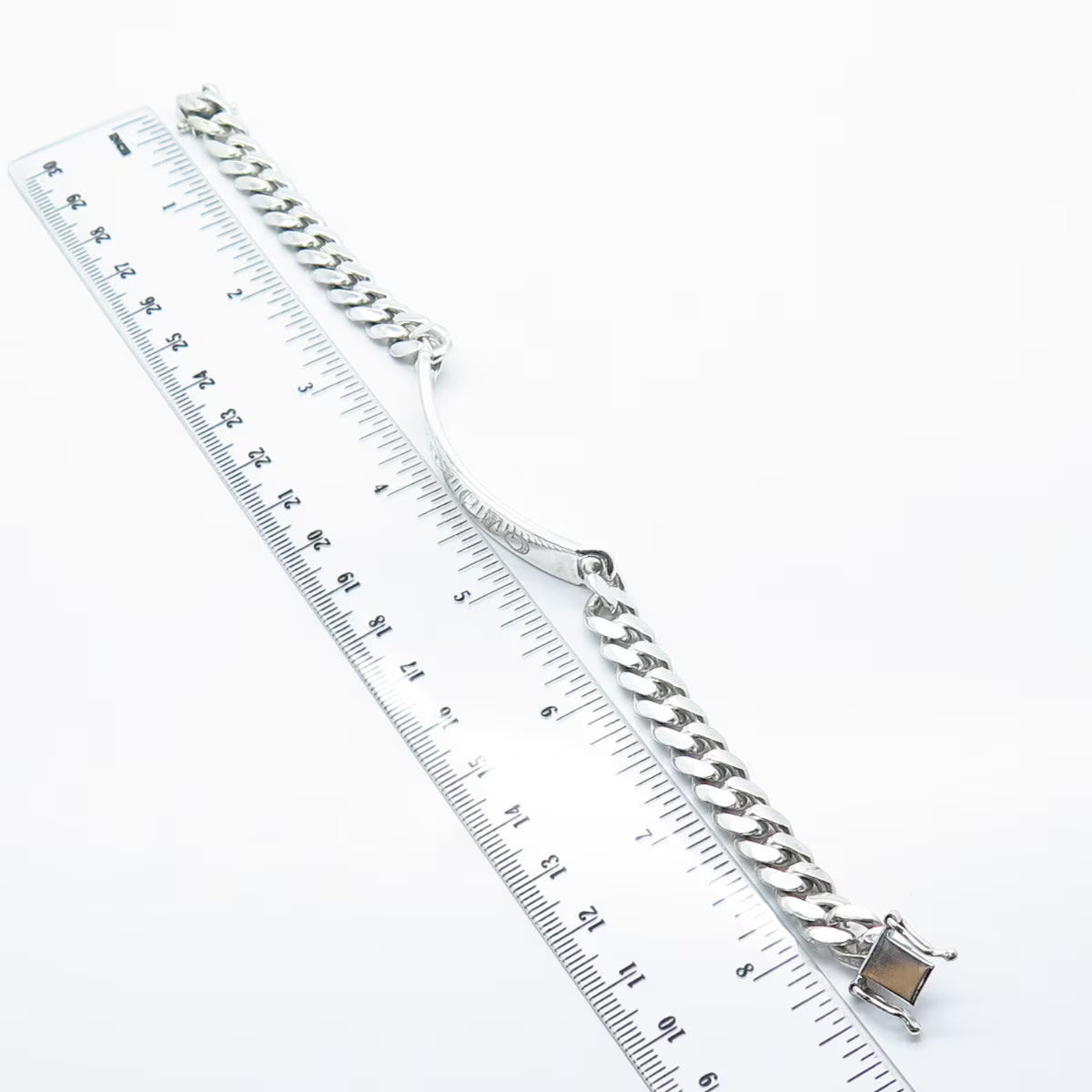 925 Sterling Silver Vintage "Emilio" Personalized ID Cuban Link Bracelet 8"