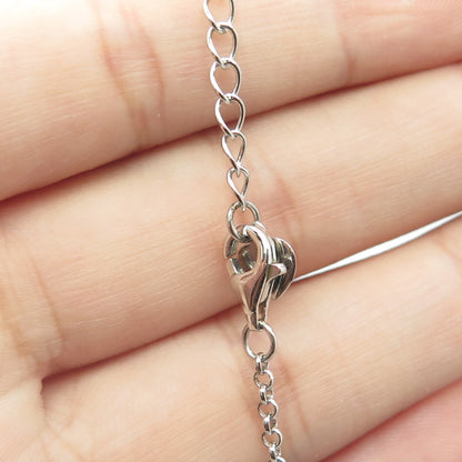 925 Sterling Silver Real White Diamond Infinity Link Bracelet 9"