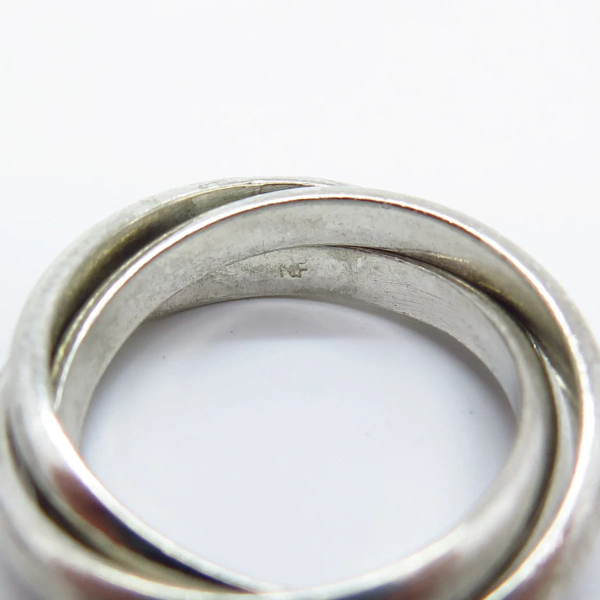 925 Sterling Silver Vintage Triple Interlocked Ring Size 6