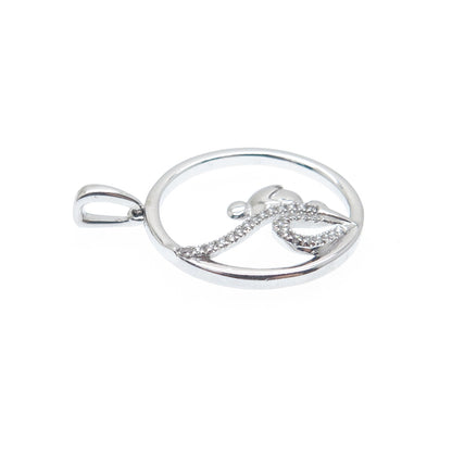 925 Sterling Silver Round-Cut C Z Tinker Bell Charm Pendant