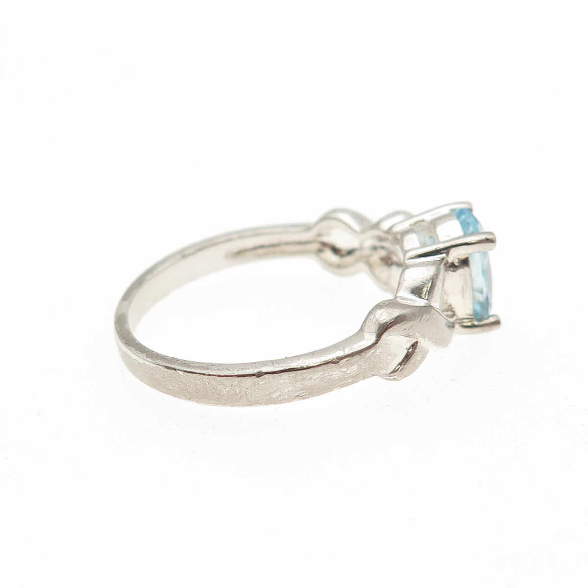 925 Sterling Silver Real Oval-Cut Blue Topaz Infinity Ring Size 7