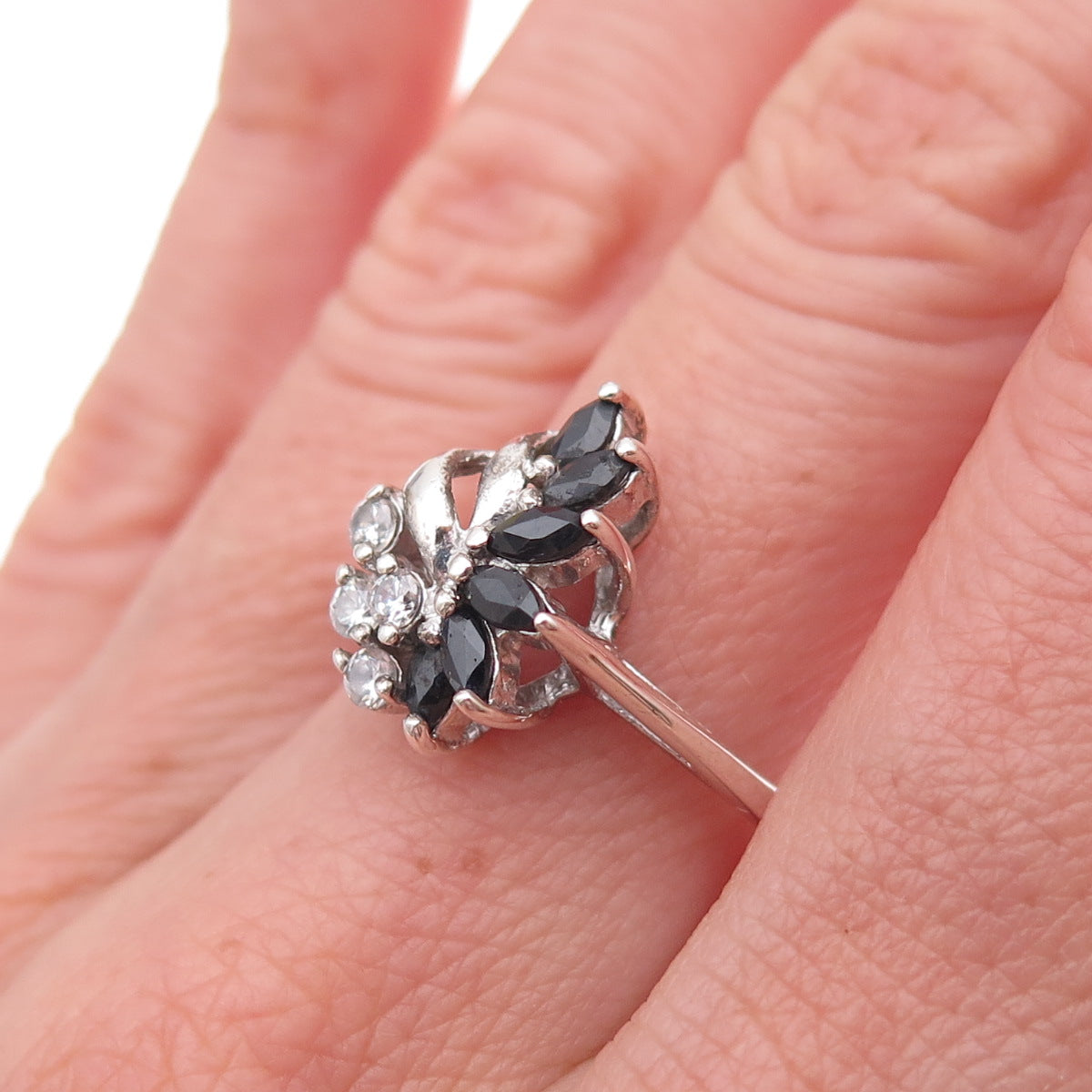 RJ Graziano 925 Sterling Silver Real Sapphire & C Z Ring Size 7