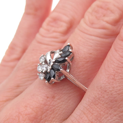 RJ Graziano 925 Sterling Silver Real Sapphire & C Z Ring Size 7
