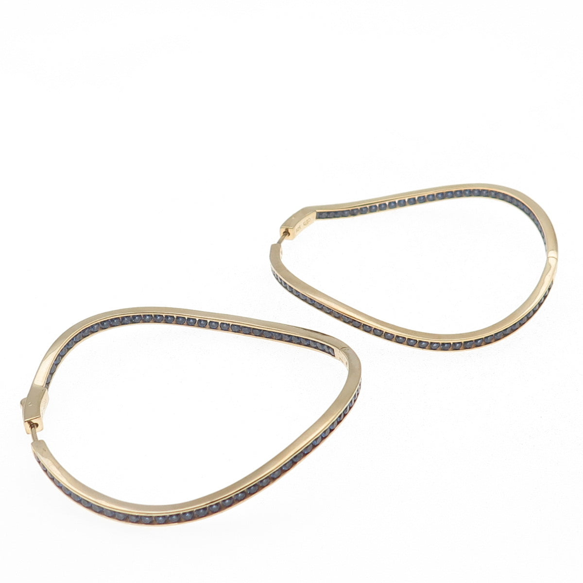 KLEO Sterling Silver Gold Plated Round-Cut Blue C Z Wavy In & Out Hoop Earrings