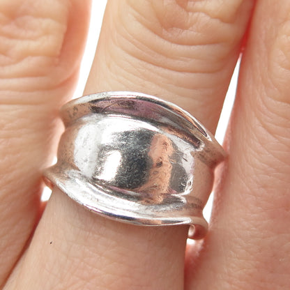 925 Sterling Silver Vintage Modernist Wavy Band Ring Size 6.75