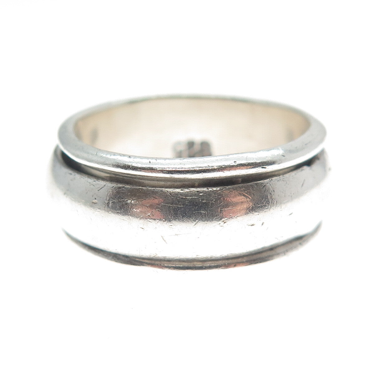 925 Sterling Silver Vintage Modernist Rotating Band Ring Size 11