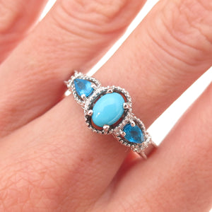 Chuck Clemency 925 Sterling Silver Real Turquoise & Apatite Ring Size 8.25