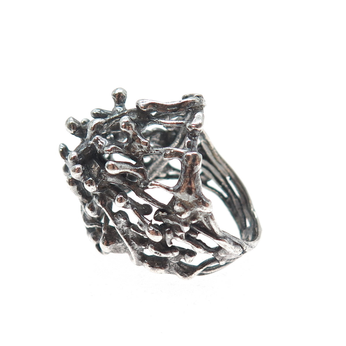 925 Sterling Silver Vintage Israel Modernist Oxidized Ring Size 6