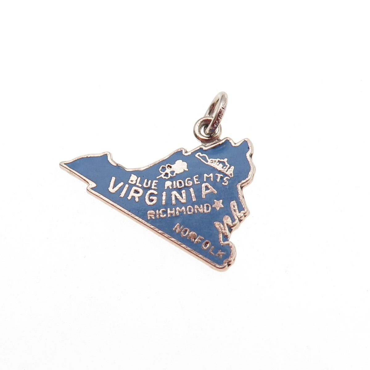 FRENCH & FRANKLIN 925 Sterling Silver Vintage Enamel Virginia Mini Charm Pendant