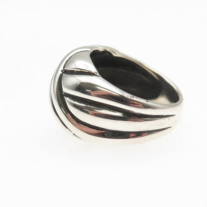 925 Sterling Silver Vintage Modernist Crisscross Oxidized Ring Size 7