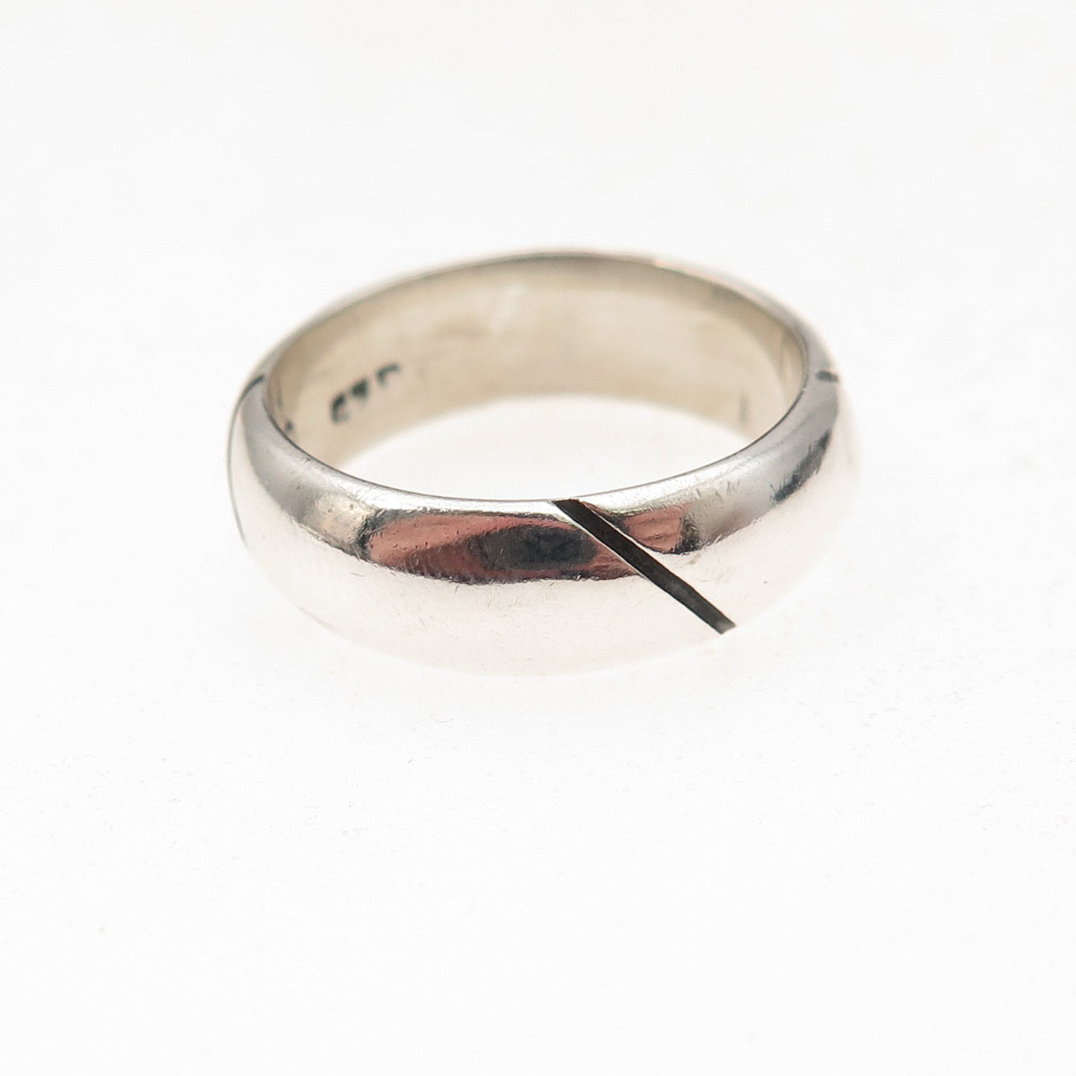 925 Sterling Silver Vintage Mexico Modernist Oxidized Band Ring Size 6.5