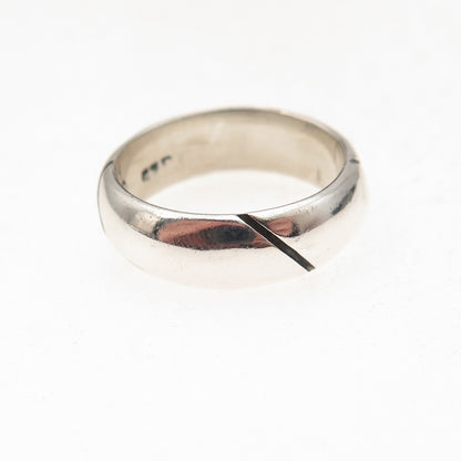 925 Sterling Silver Vintage Mexico Modernist Oxidized Band Ring Size 6.5