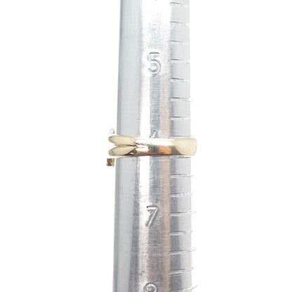 925 Sterling Silver 2-Tone Round-Cut C Z Buckle Ring Size 6.25