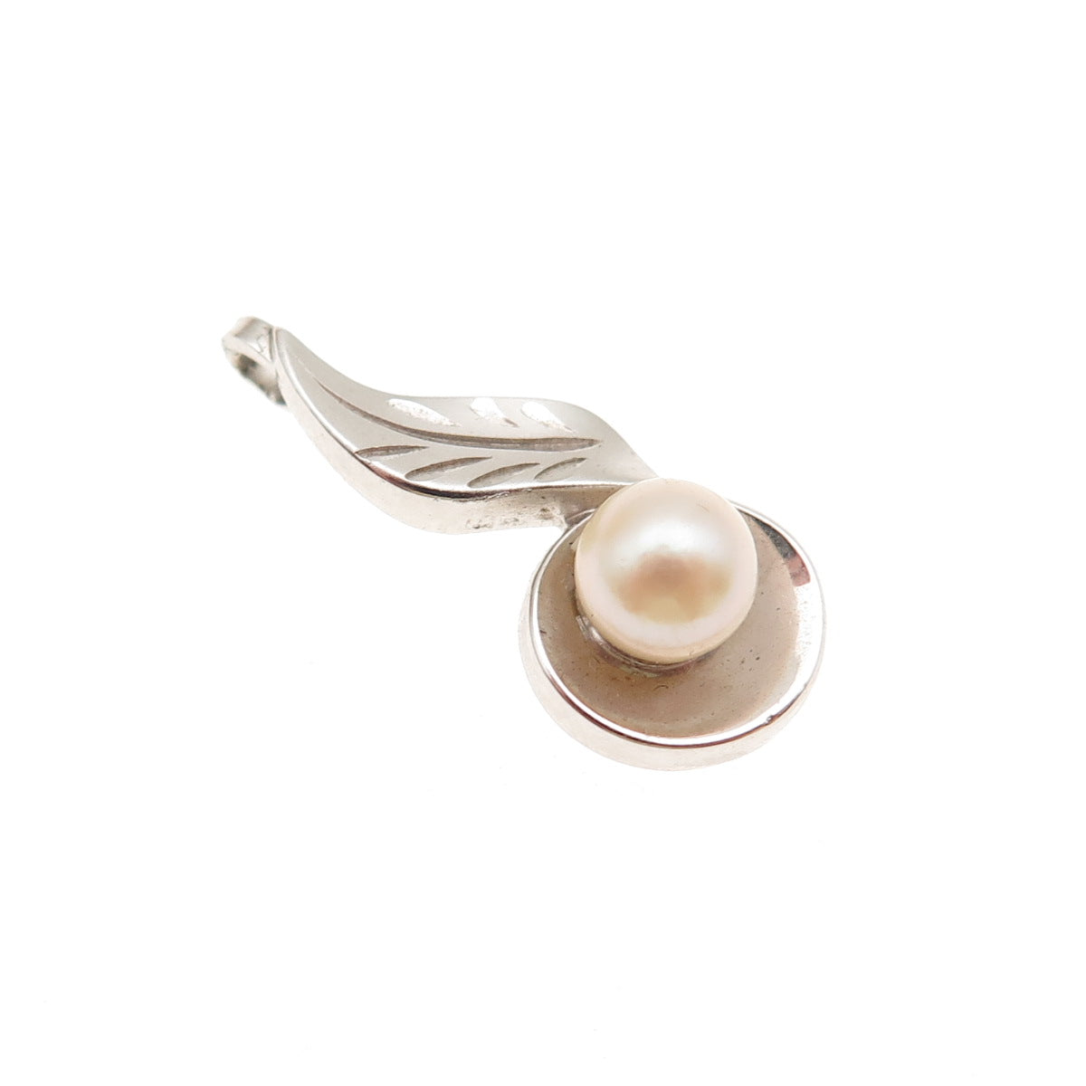 Marvel 925 Sterling Silver Antique Art Deco Real Pearl Floral Mini Slide Pendant