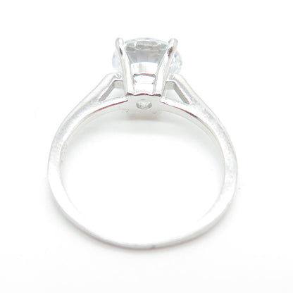 925 Sterling Silver Round-Cut Shaped C Z Engagement Ring Size 6