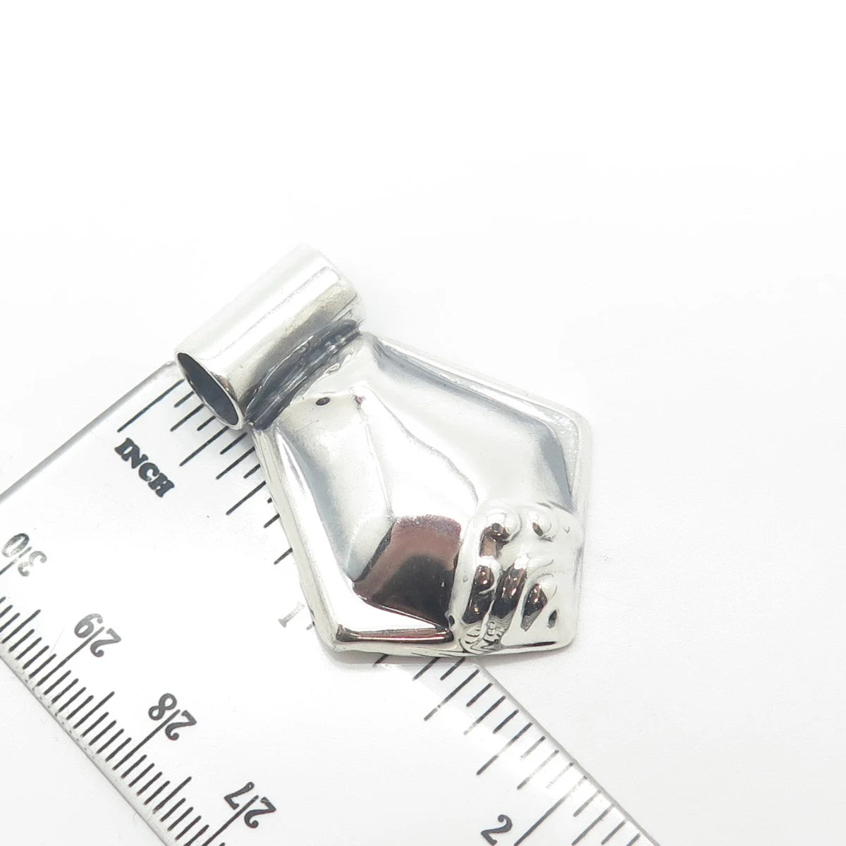 925 Sterling Silver Vintage Mexico Large Hollow Slide Pendant