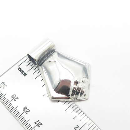 925 Sterling Silver Vintage Mexico Large Hollow Slide Pendant