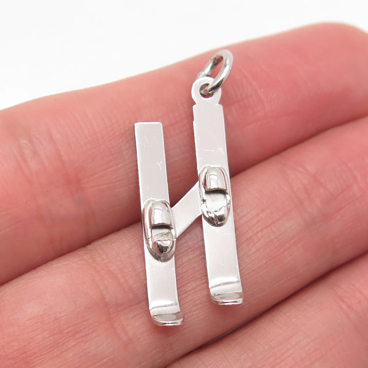 925 Sterling Silver Vintage Old Stock Skis Pendant