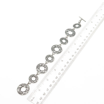 Carolyn Pollack 925 Sterling Silver Vintage Ornate Disc Link Bracelet 8"