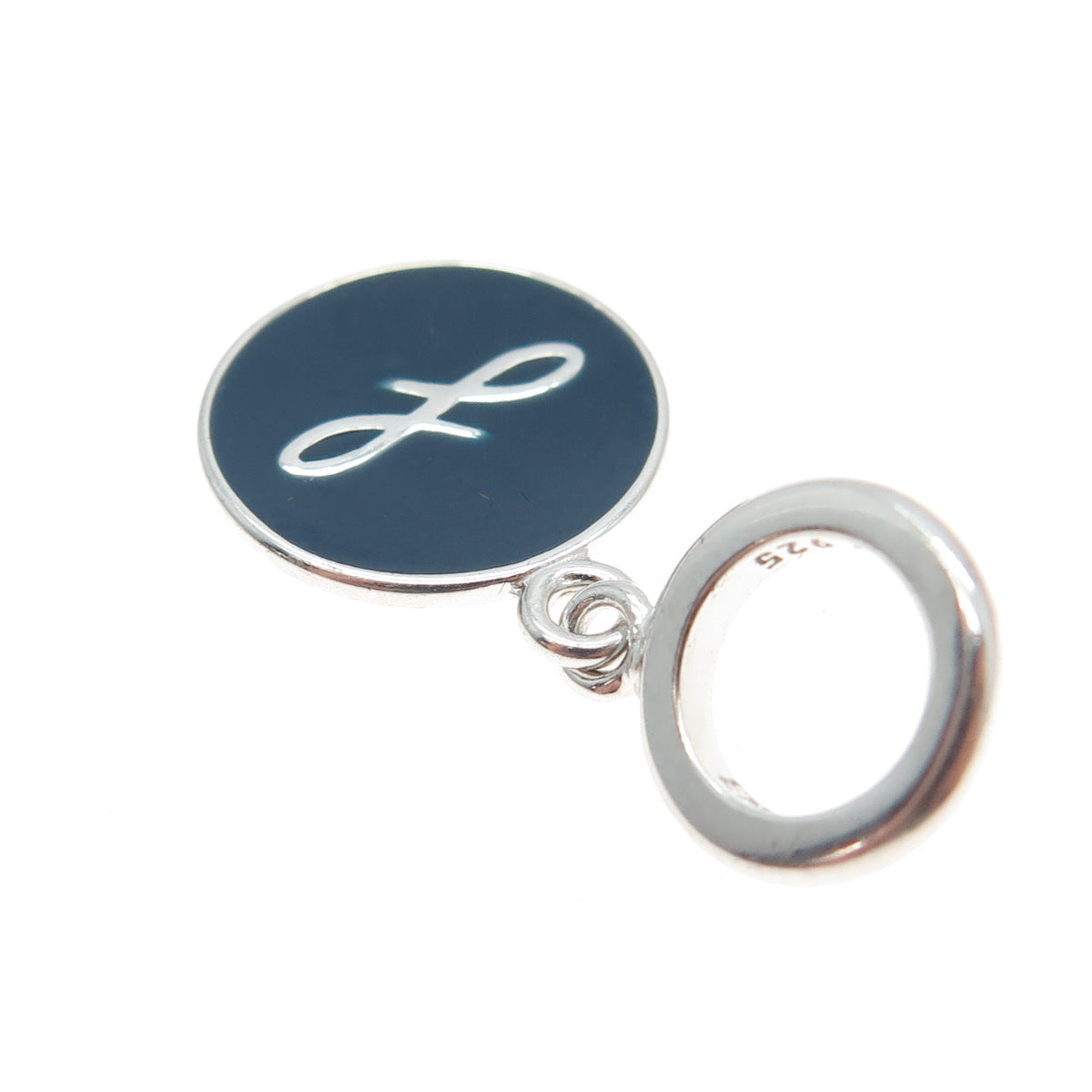 ENDLESS 925 Sterling Silver Blue Enamel Infinity Love Dangle Charm