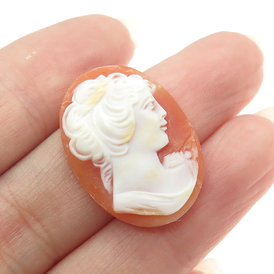 Antique Victorian Real Carved Mother-of-Pearl Lady Cameo