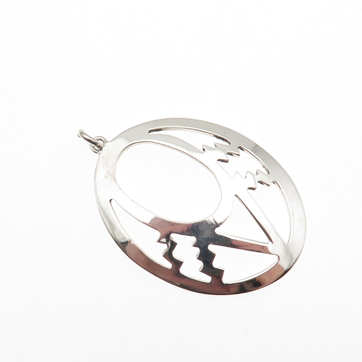 925 Sterling Silver Vintage Modernist Crescent Pendant