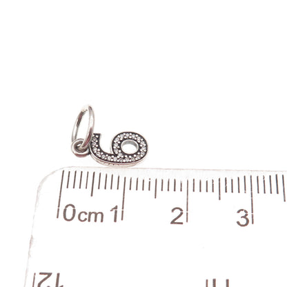 Pandora 925 Sterling Silver C Z Lucky Number 6 Charm Pendant