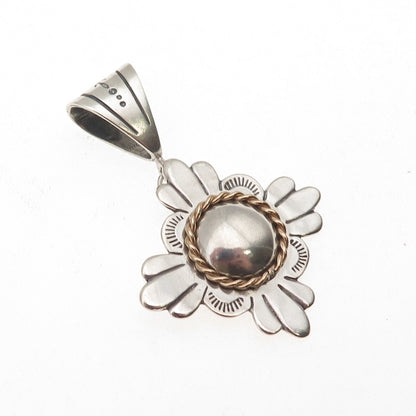 925 Sterling Silver 2-Tone Vintage Southwestern Cross Charm Pendant