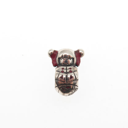Chamilia 925 Sterling Silver Enamel Japanese Geisha Doll Slide Bead Charm