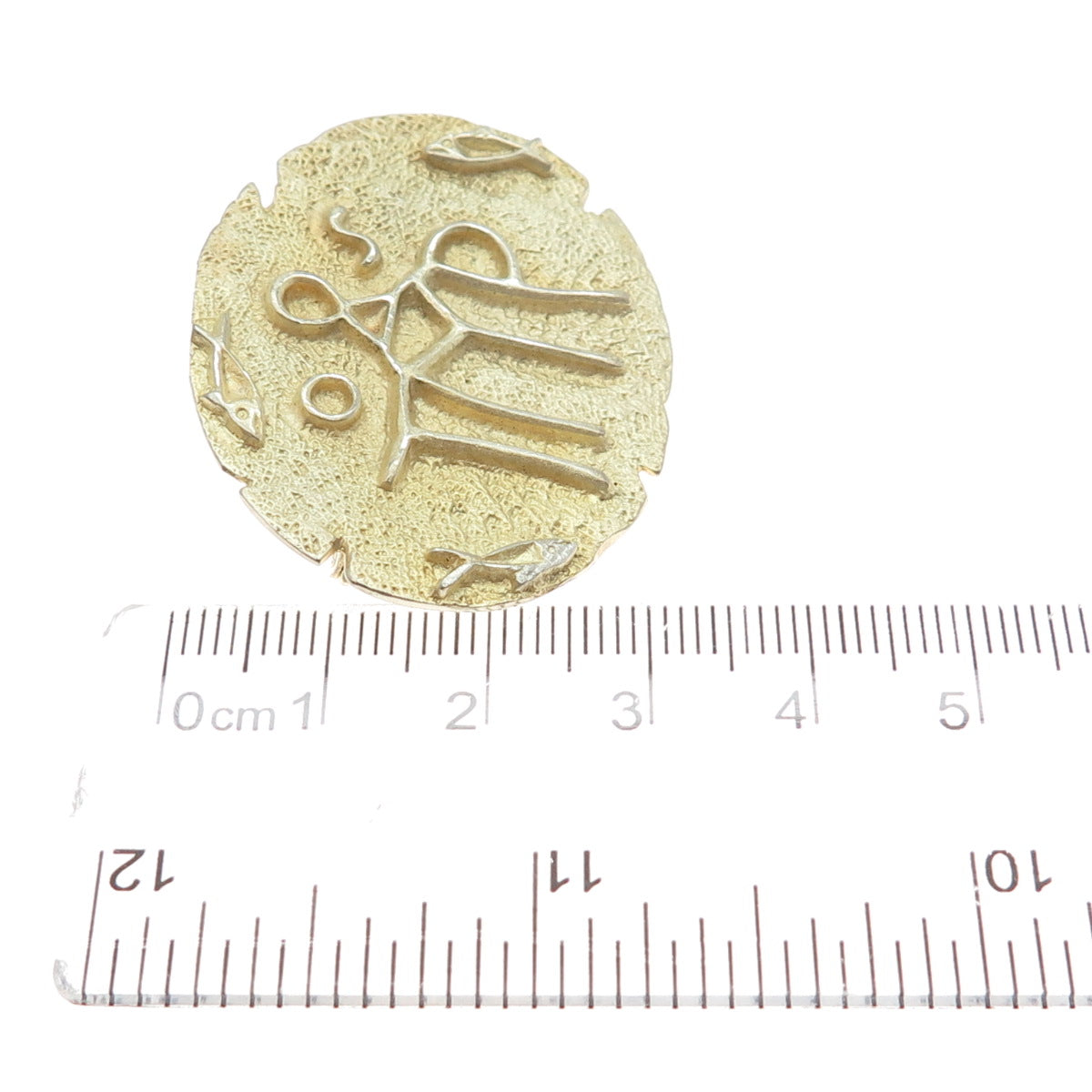 800 Silver Gold Plated Vintage Ancient Greek Symbol Pin Brooch
