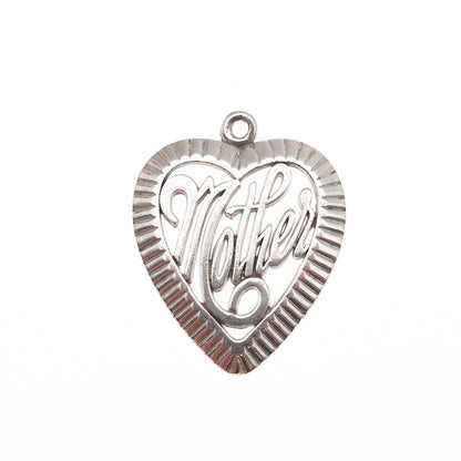 925 Sterling Silver Vintage Mother Heart Mini Charm Pendant