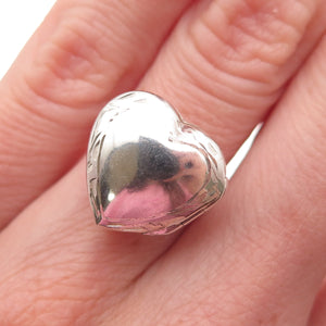 925 Sterling Silver Vintage Heart Locket Oxidized Ring Size 5