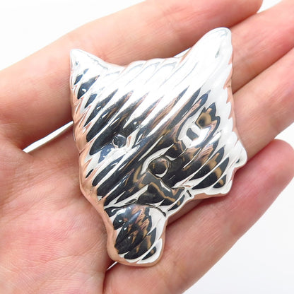 925 Sterling Silver Vintage Mexico Modernist Ribbed Pin Brooch