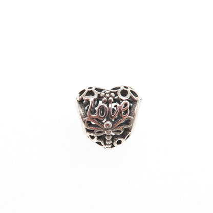 Pandora 925 Sterling Silver Promise of Spring Love Heart Slide Bead Charm