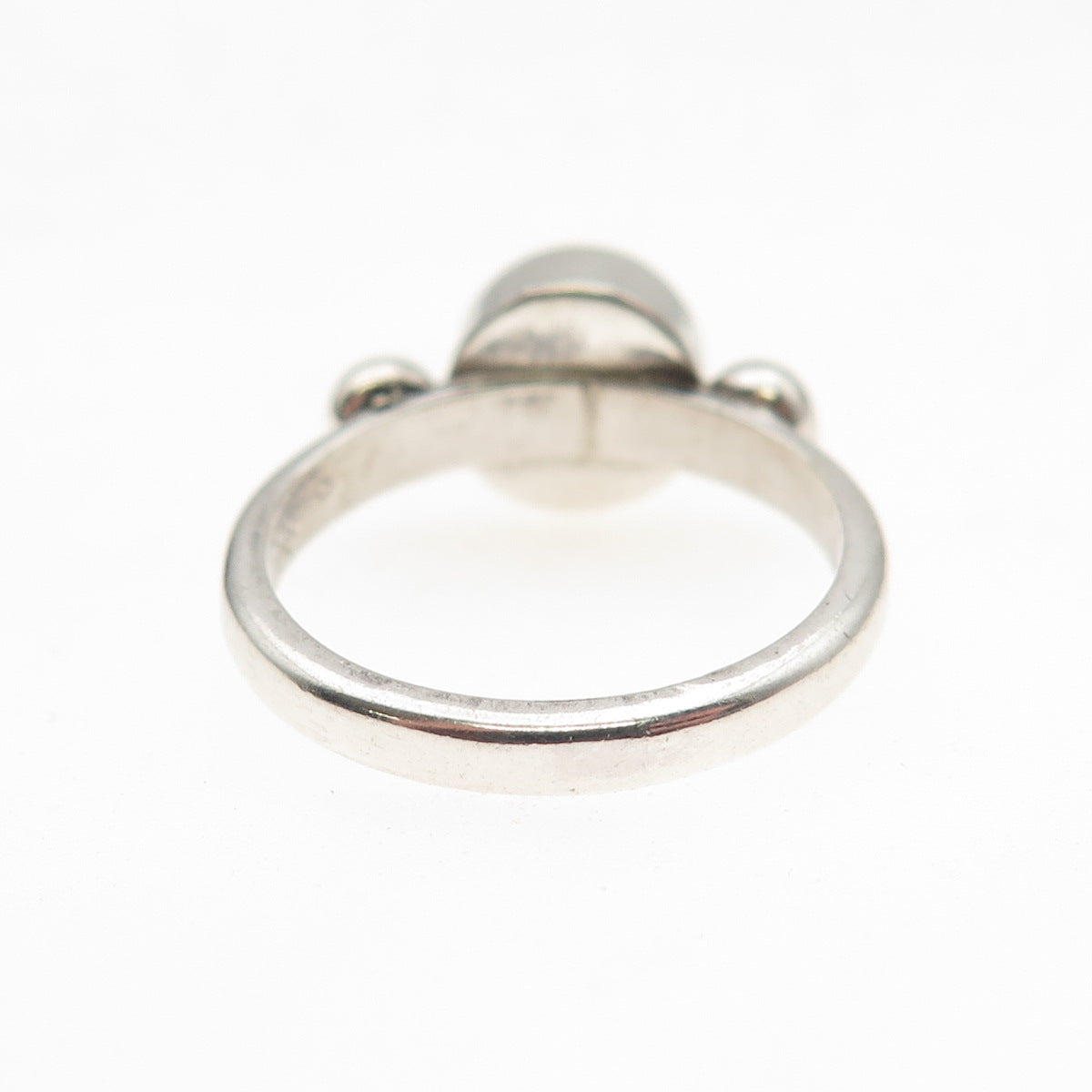 925 Sterling Silver Vintage Real Amethyst Modernist Oxidized Ring Size 6.25