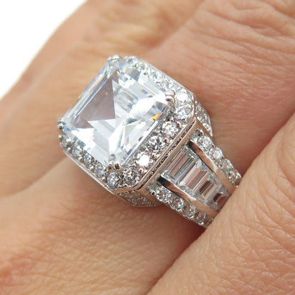 925 Sterling Silver Multi-Cut White C Z Engagement Ring Size 7.25