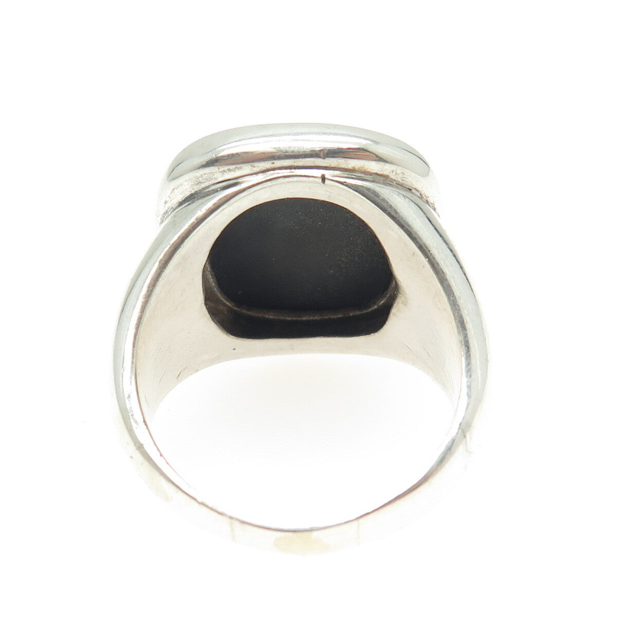 925 Sterling Silver Vintage Real Black Onyx Signet Ring Size 10.75