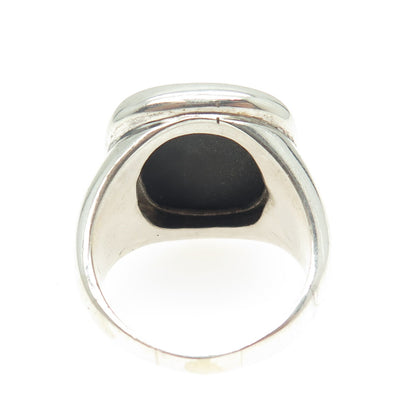 925 Sterling Silver Vintage Real Black Onyx Signet Ring Size 10.75