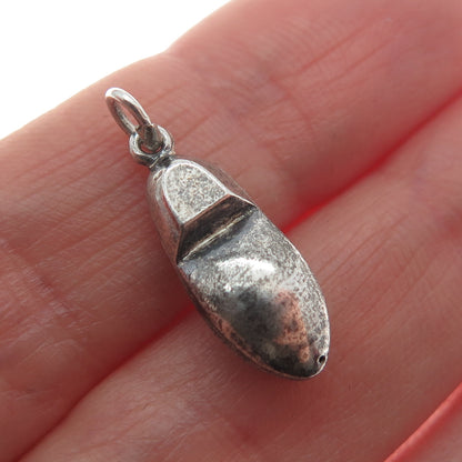 830S Silver Vintage Enamel Dutch Clog Oxidized Mini Charm Pendant