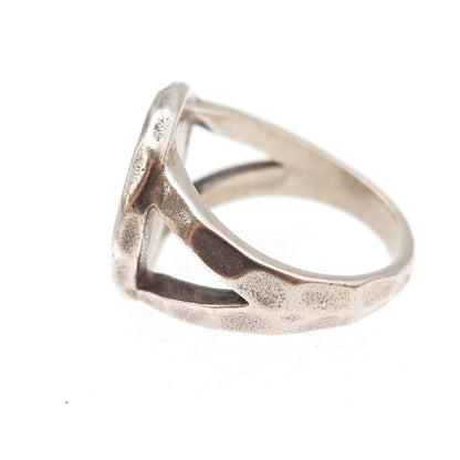 Satya 925 Sterling Silver Vintage Real Blue Topaz Modernist Oxidized Ring Size 6