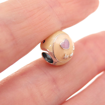 Pandora 925 Sterling Silver Enamel Love Mom Slide Bead Charm