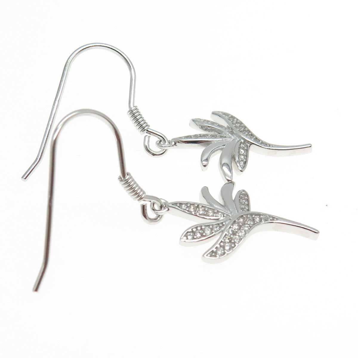 925 Sterling Silver Round-Cut C Z Hawaiian Bird of Paradise Dangling Earrings