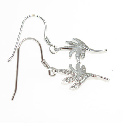 925 Sterling Silver Round-Cut C Z Hawaiian Bird of Paradise Dangling Earrings