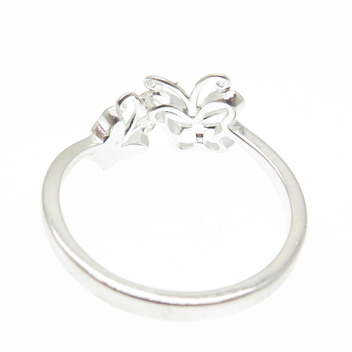 925 Sterling Silver Vintage Couple of Butterflies Ring Size 10.25