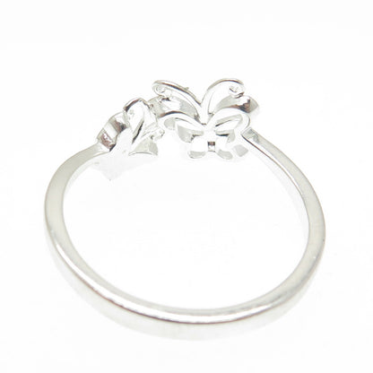 925 Sterling Silver Vintage Couple of Butterflies Ring Size 10.25