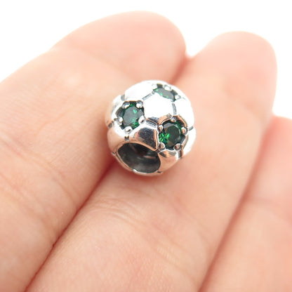 PANDORA 925 Sterling Silver Real Chrome Diopside Soccer Ball Slide Bead Charm