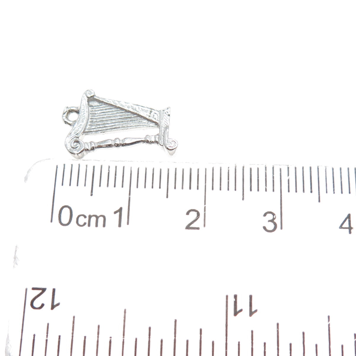 925 Sterling Silver Vintage Harp Music Instrument Minimalist Charm Pendant